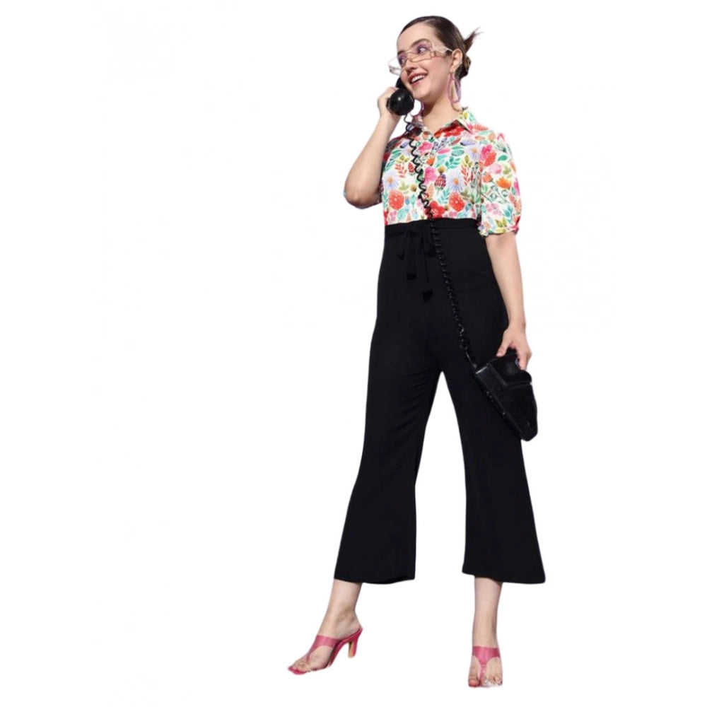 Generic Women's Polyester Printed 3/4th Sleeve Jumpsuit (Multicolor)