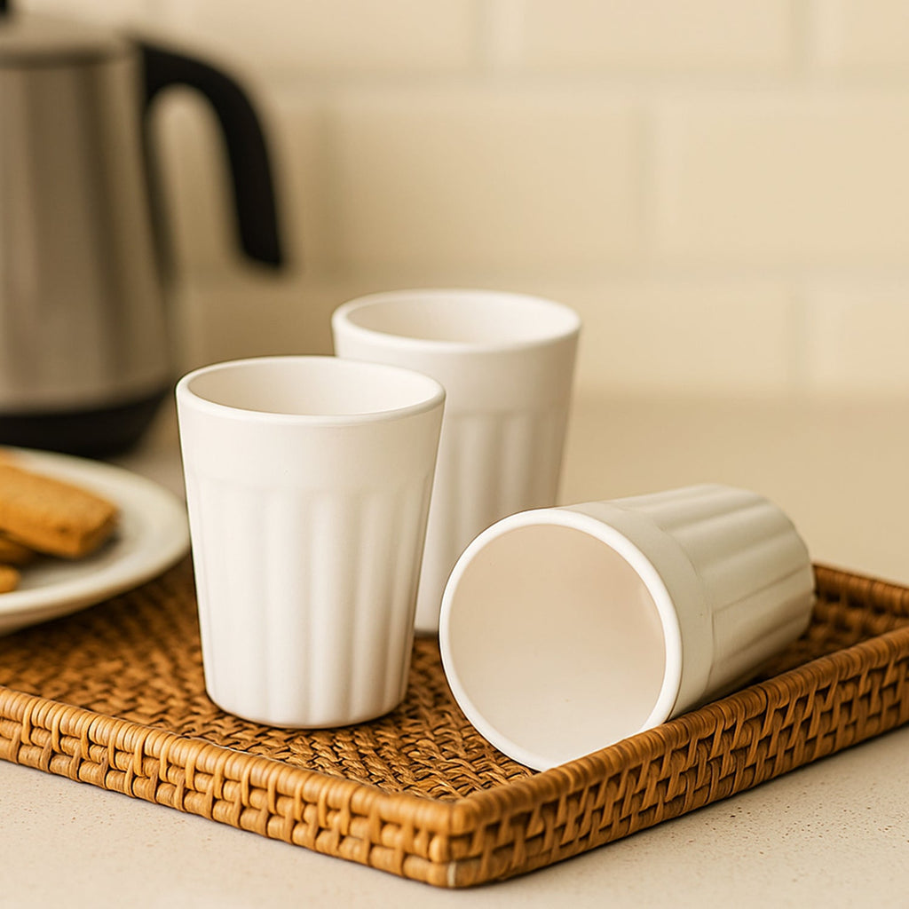 Small Plastic Coffee / Tea Cups Reusable Plastic Cup Mug Lightweight Microwavable Safe Unbreakable Camping Coffee Mugs for Tea Milk Water Juice Tea (3 Pcs Set)