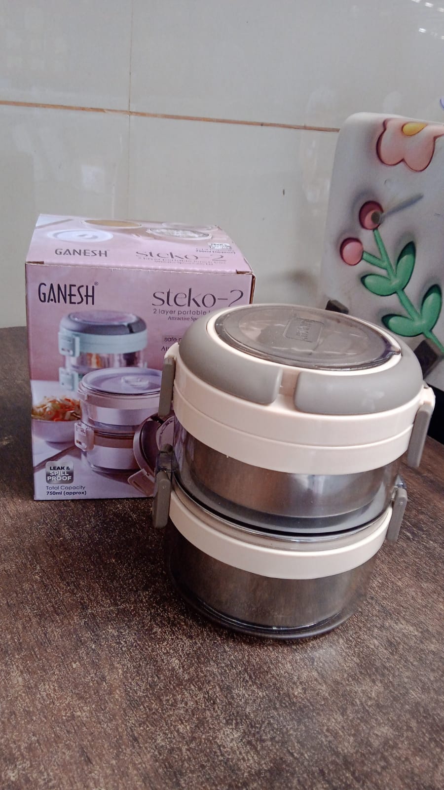 Ganesh Steko-2 Double Layer Stainless Steel Insulated Lunch Box Set