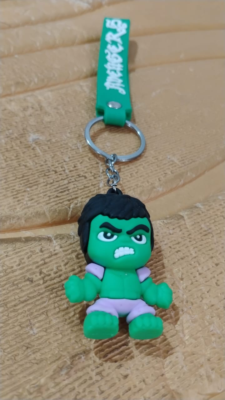 Cute Cartoon Silicone 3D Key Chain with Metal Hook & Strap (Pack of 1)