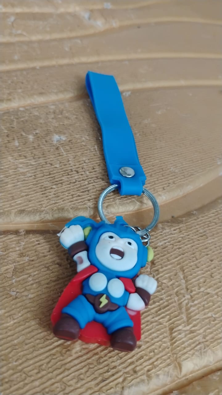 Cute Silicone 3D Key Chain with Metal Hook & Strap (Pack of 1)