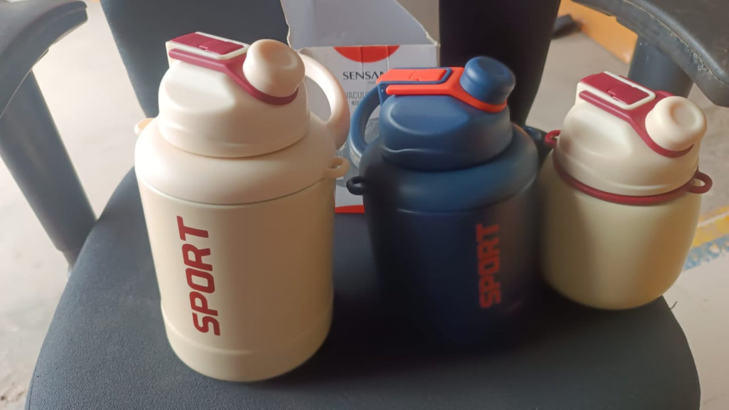 Sports Vacuum Bottle with Shoulder Strap 1 Pc Stylish Mix Design & Size