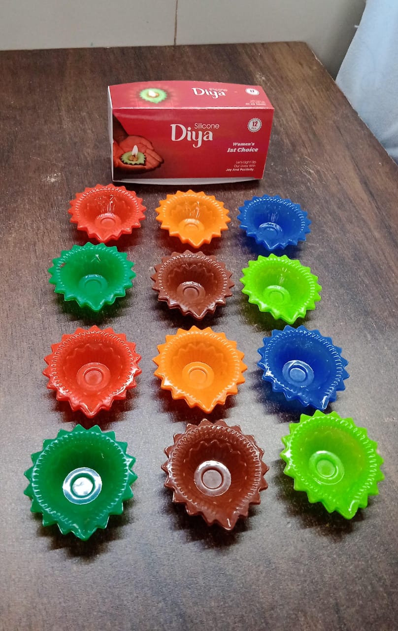Silicone Diya for Diwali Attractive Design Colourful Diya Combo, Diwali (12 Pcs Set)