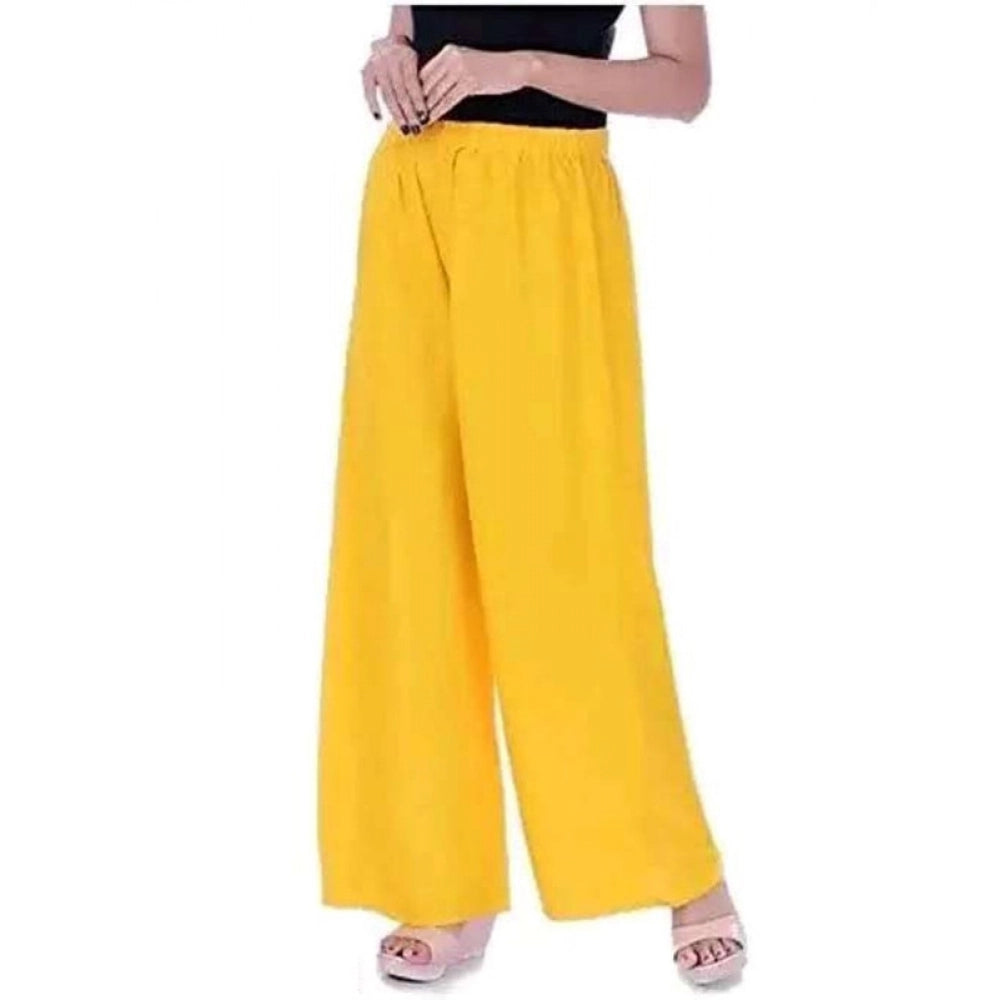 Generic Women's Casual Rayon Solid Ankle Length Palazzo (Yellow , Free Size)