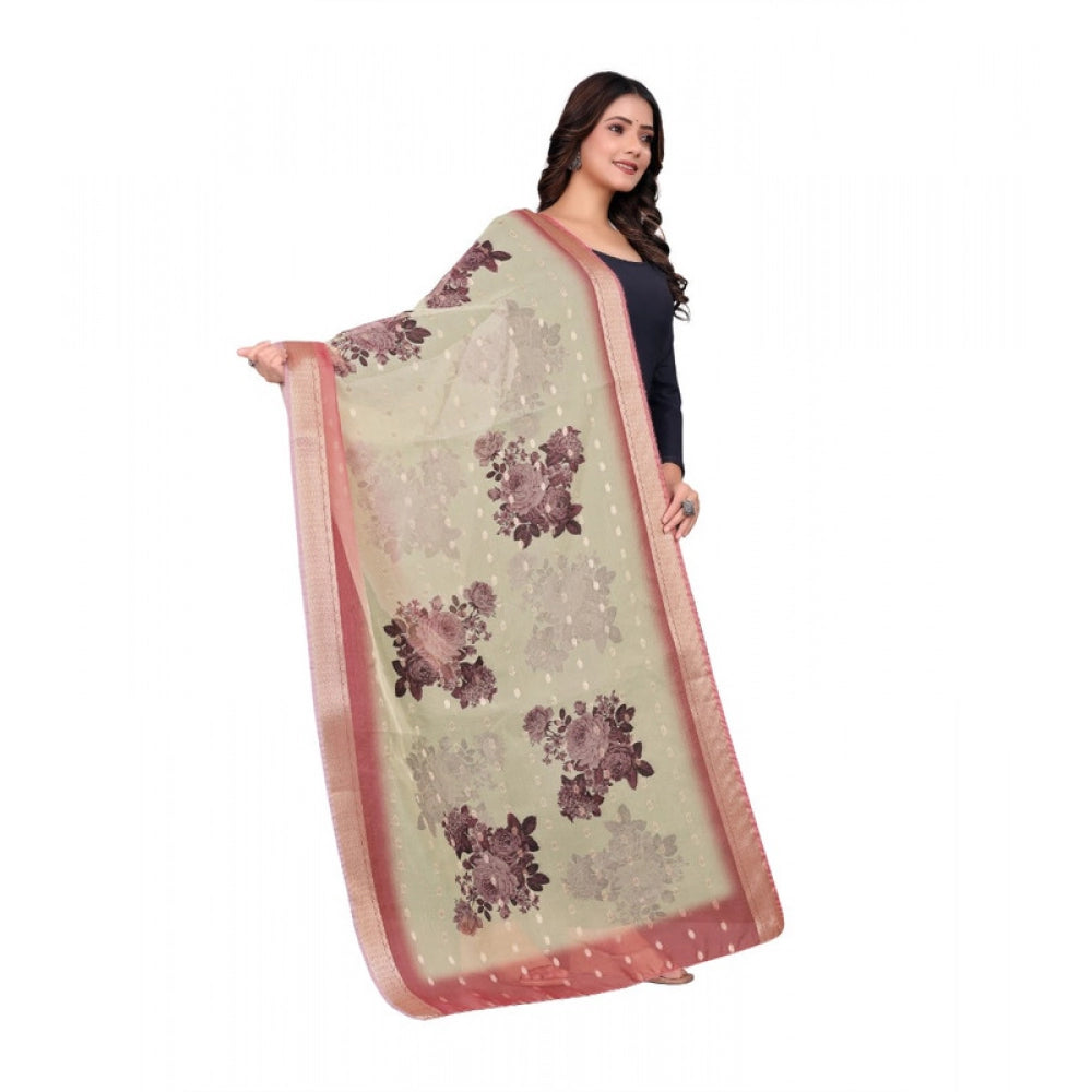 Generic Women's chanderi silk  Printed Dupatta (Beige, Length: 2 Mtr)