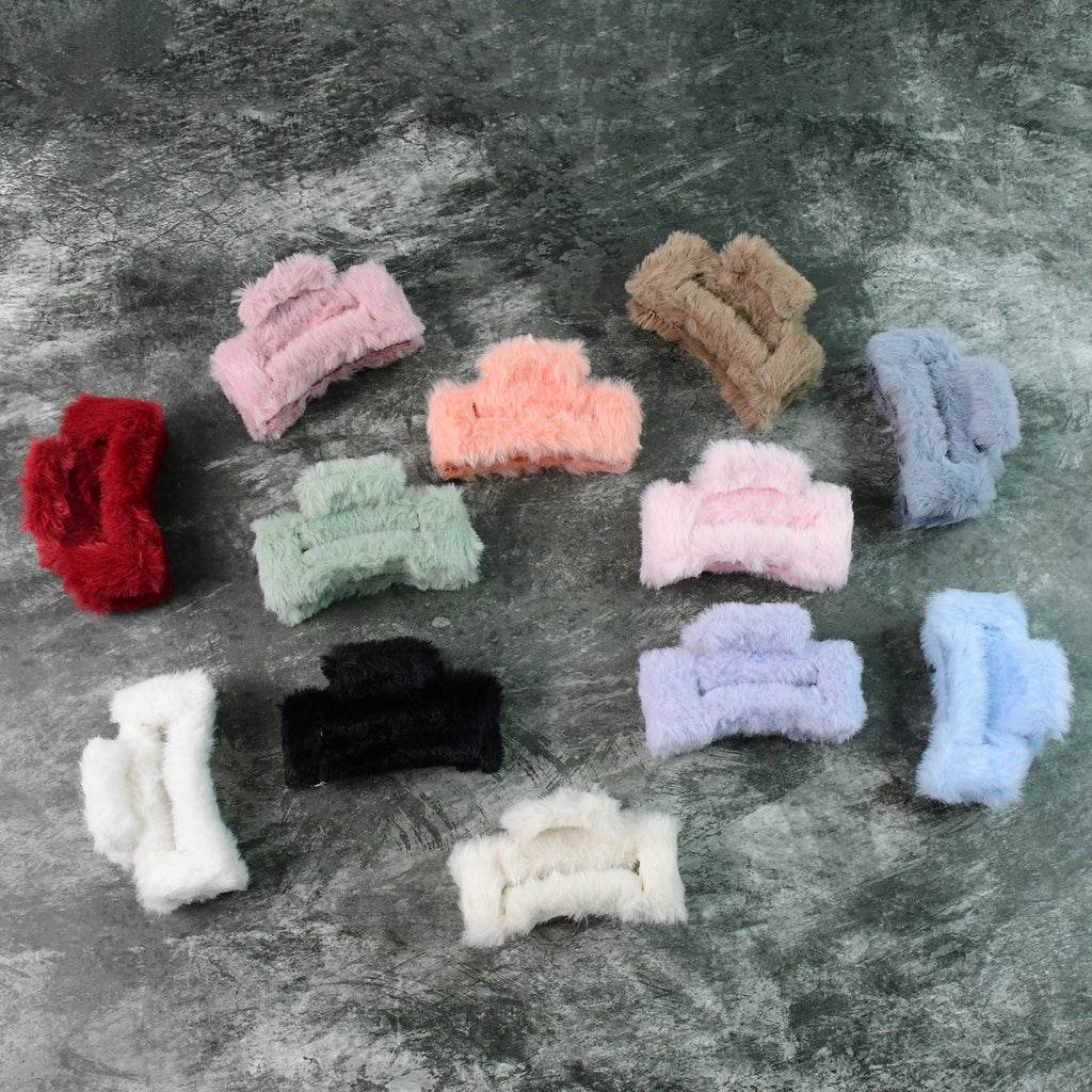 Big Plush Faux Fur Hair Clip