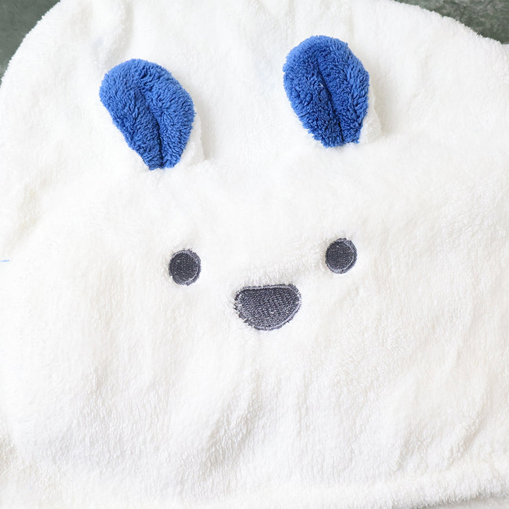 Soft Microfiber Hair Drying Towel Wrap with Cute Animal Ears & Button Closure (1 Pc)