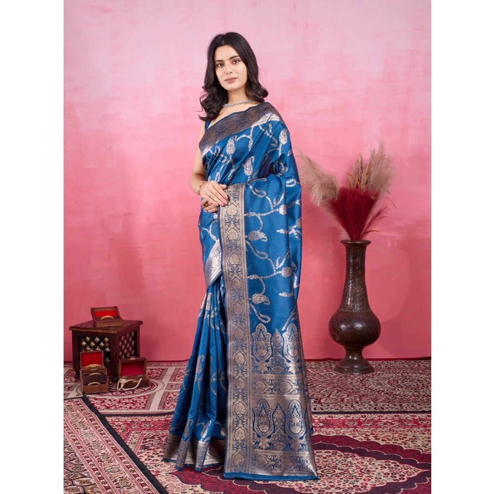 Generic Women's Banarasi Silk Printed Saree With Unstitched Blouse 5.5Mtr (Pinch)