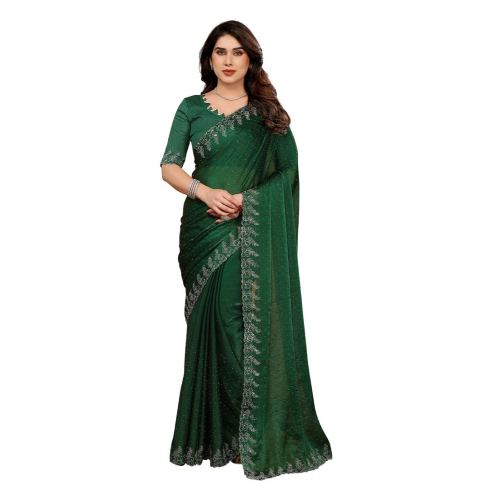Generic Women's Georgette Printed Saree With Unstitched Blouse 5.5Mtr (Green)