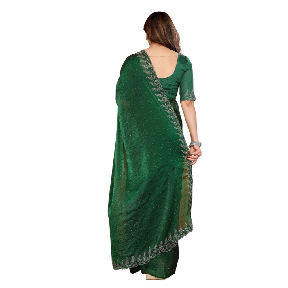 Generic Women's Georgette Printed Saree With Unstitched Blouse 5.5Mtr (Green)