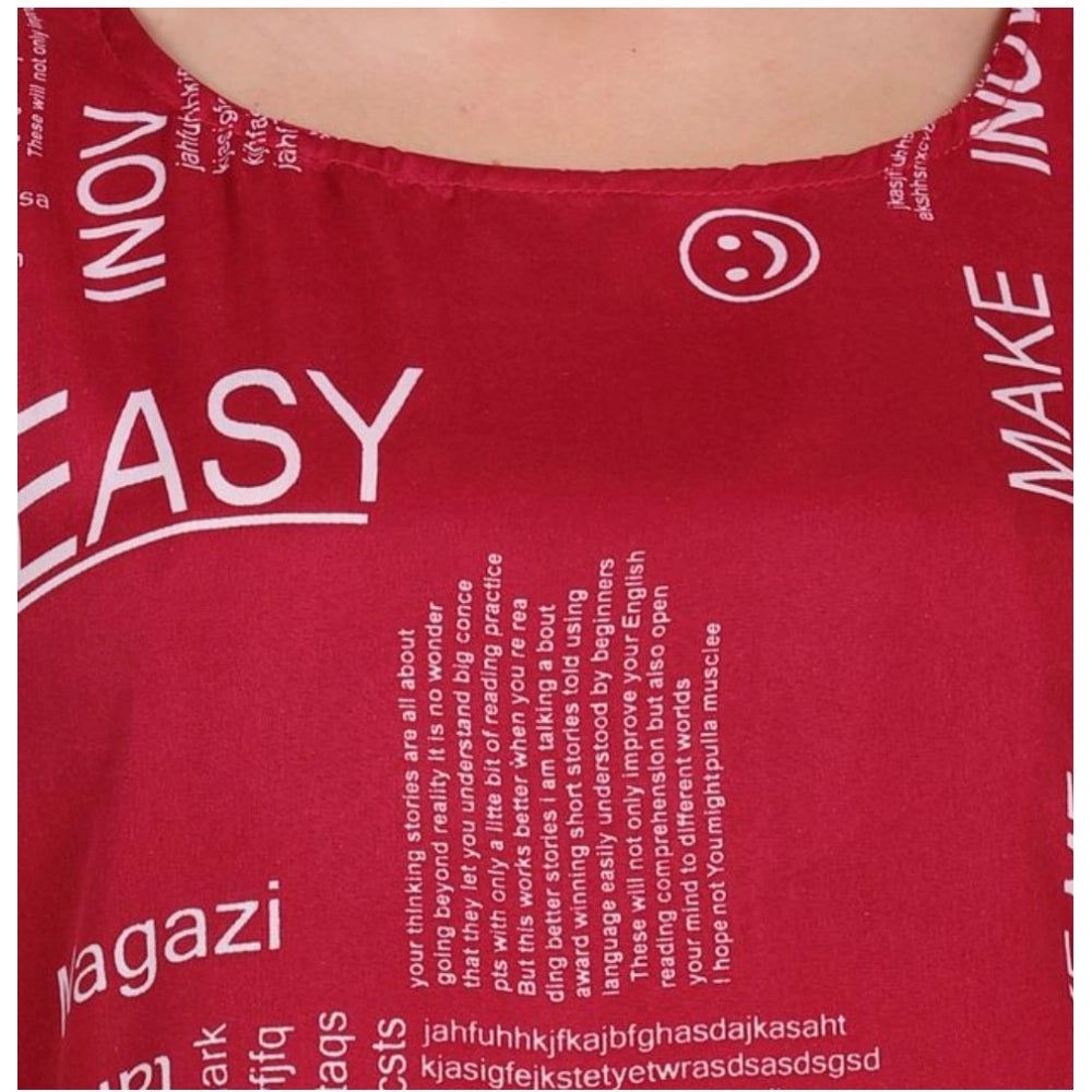 Generic Women's Casual Crepe Sleeveless Slit Dress (Maroon)