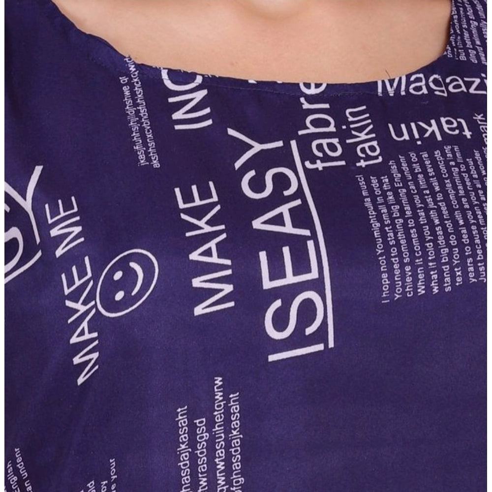 Generic Women's Casual Crepe Sleeveless Slit Dress (Navy Blue)