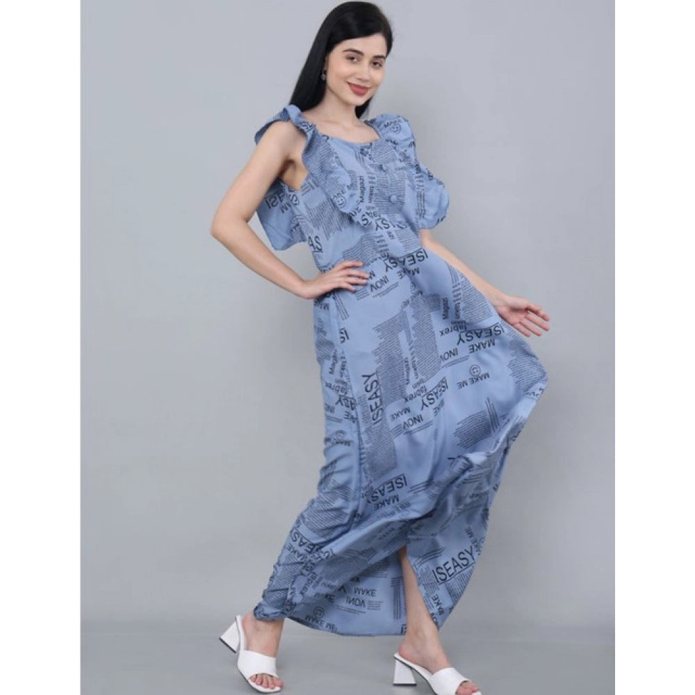 Generic Women's Casual Crepe Sleeveless Dress (Grey)