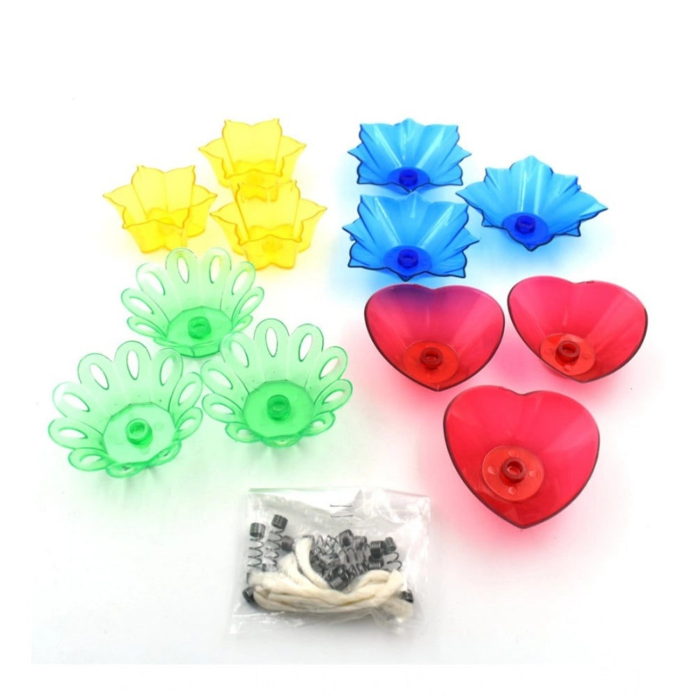 Generic Pack Of 2_Floral Diya Set – Multi-Color Tea Light Holders Set of 12 (Color: Assorted )