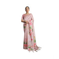Generic Women's Cotton Printed Saree With Unstitched Blouse 5.5 Mtr (Pink)