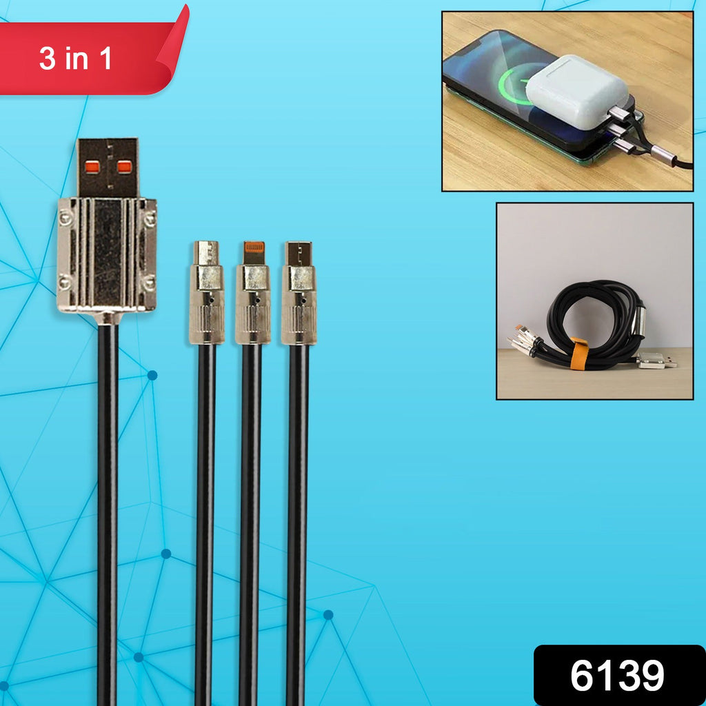 3 in 1 Multi Super Fast Charging Cable (1 Pc / 2 Mtr.)