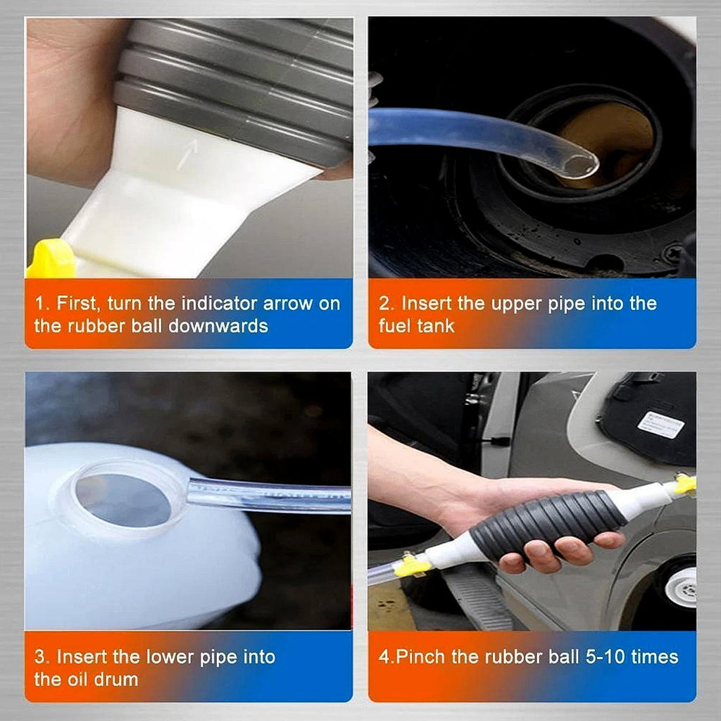 Fuel Transfer Pump Hose with Hand Pump and 2 Hose Clamps