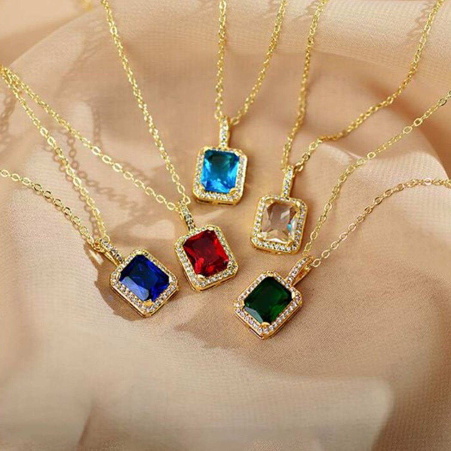 Stone Pendant Necklace Chain Set with Earrings (1 Set / Mix Color & Design)