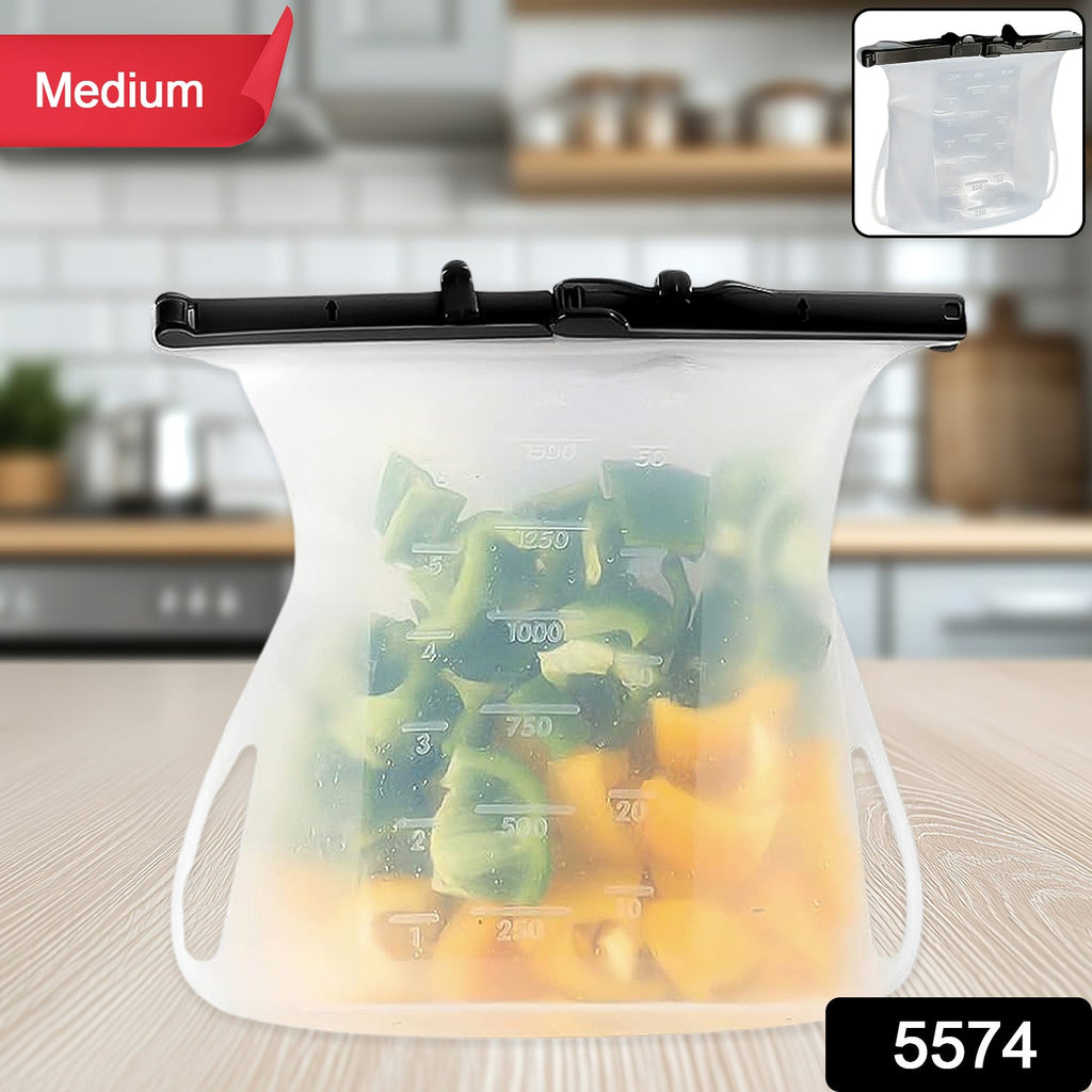 Reusable Silicone Food Bag – Leakproof, Flat Bottom, BPA-Free, Microwave & Dishwasher Safe