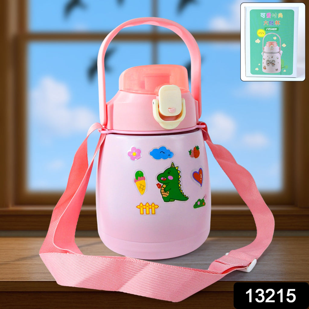 Stainless Steel Vacuum Insulated Water Bottle with Handle & Sticker (700 ML)